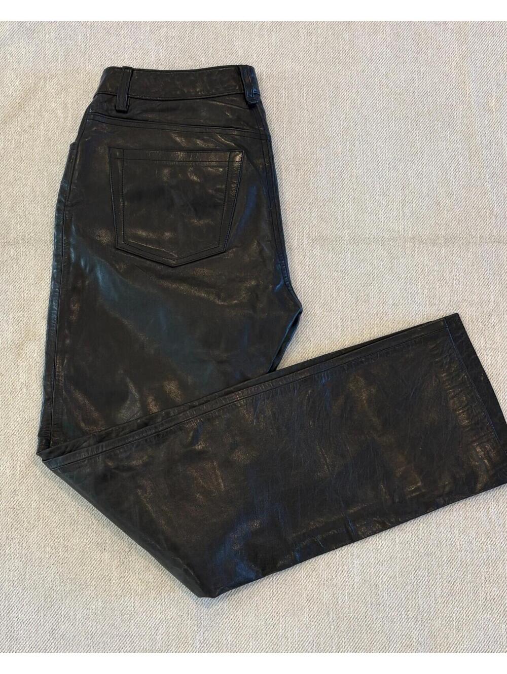 Vintage GAP Bootcut Leather Pants Womens 6 Black Lined Y2K Fall 2000 5 Pocket
